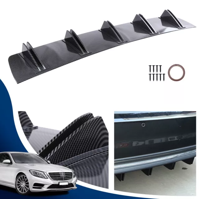 For Jaguar X250 XF Rear Diffuser 10 Fins Bumper Lip Splitter Spoiler CARBON FIBR