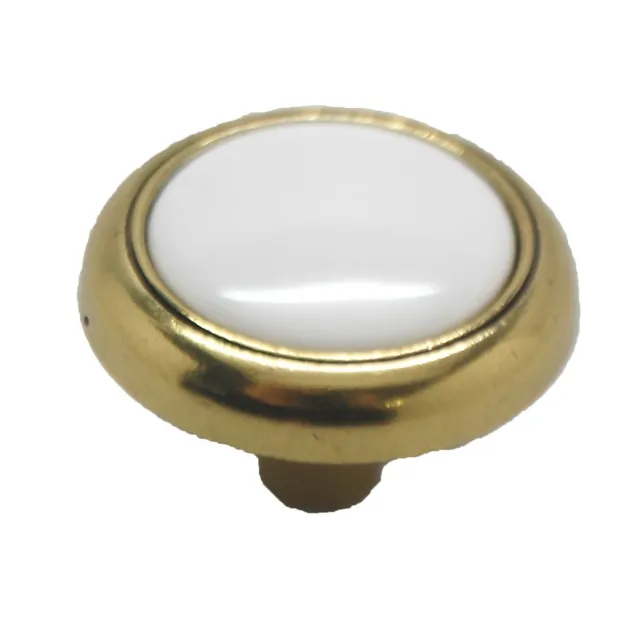 Belwith Tranquility Round Cabinet Knob Pull White Polished Brass P709-W