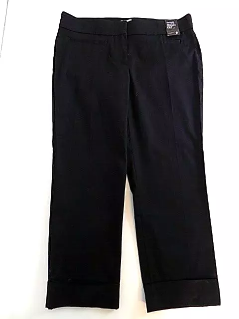 NWT Women's New York & Co. Black The Crosby Street Pant Slim Leg Crop Sz 8 cuffs