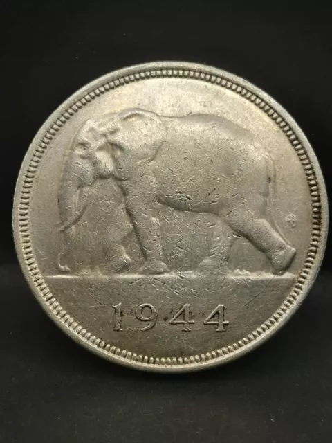 50 Francs Argent 1944 Leopold Iii Congo Belge / Silver / Elephant