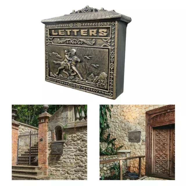 Large Vintage Style Wall Mounted Letter Post Lockable Cast Iron Waterproof 2