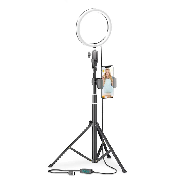 8-inch Selfie Ring Studio Light, Wireless Remote Shutter, Extendable Tripod