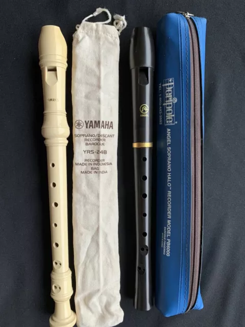 Lot Of 2 Soprano Recorders. Peripole PB 6000 & Yamaha YRS-24B. Used