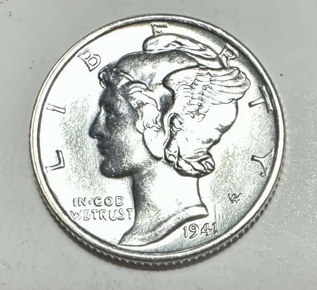 Uncirculated 1941-S Mercury Dime With Beautiful Luster & Near FRB #0049