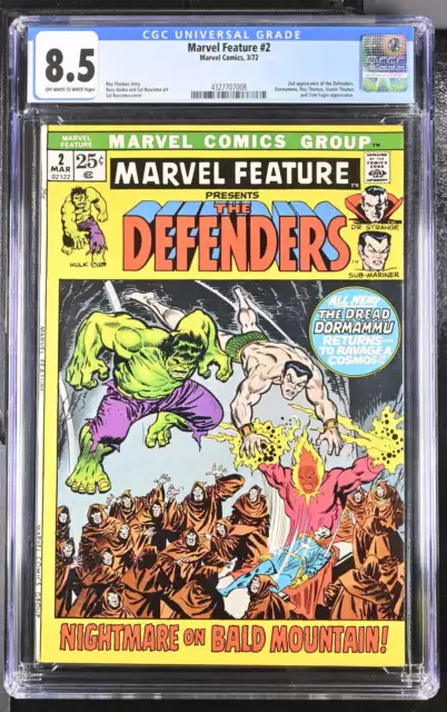 Marvel Feature #2 Cgc 8.5 Ow/Wh Pages // 2Nd Appearance Defenders Marvel 1972