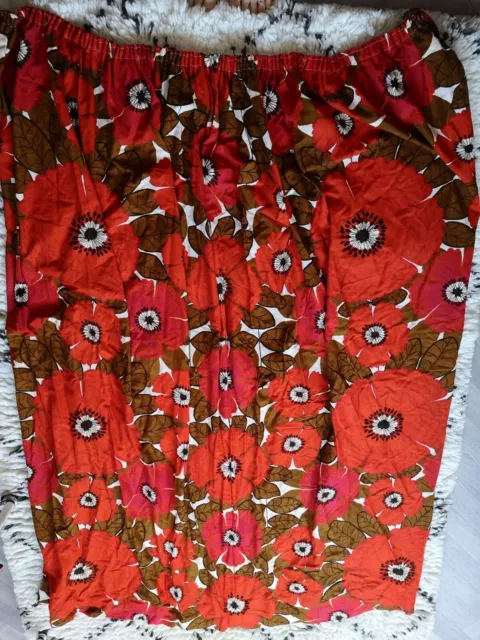 Big Floral Vintage Cotton 1960's 70s Curtains