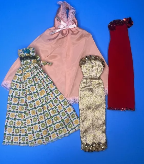 Vintage Barbie Doll Clothes 4 Dresses Homemade Clone 70’s
