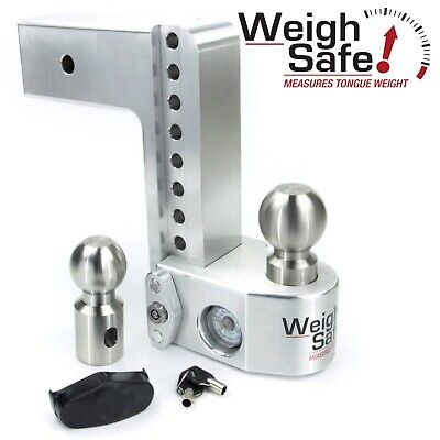 Weigh Safe WS8-3 Hitch 8" Drop Tongue Weight Built-in Scale 3" Shank Tow Safe