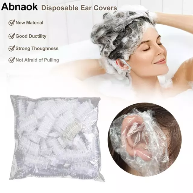 100 PIEZAS Cubiertas Protectoras Oreja Únicas Tapas para Tinte Cabello Baño Ducha AguaL2