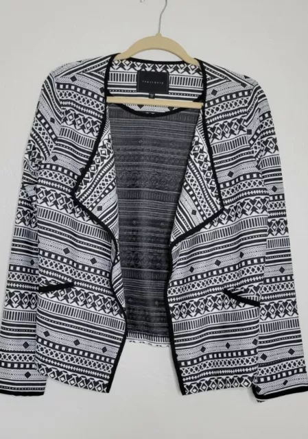 Sanctuary Lightweight Open Cardigan Jacket Sz M Black White Printed