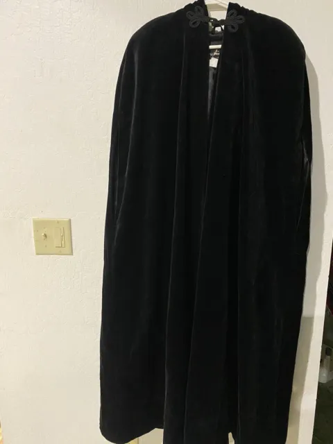 JS Collection Cloak Coat Size M Black Velvet Hooded Renaissance Costume Elegant