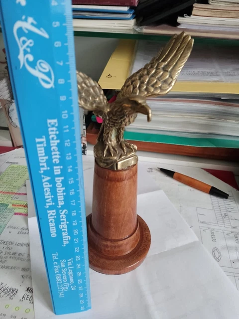 Puntale Per Asta Portabandiera Con Aquila In Bronzo Antico - Foto 9