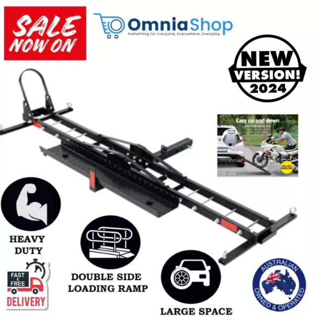 Giantz Motorcycle Motorbike Carrier Rack 2 Arms Ramp Dirt Bike 2'' Towbar Steel