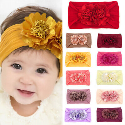 Newborn Baby Girls Flower Headband Infant Toddler Knot Hair Band Sets Elastic