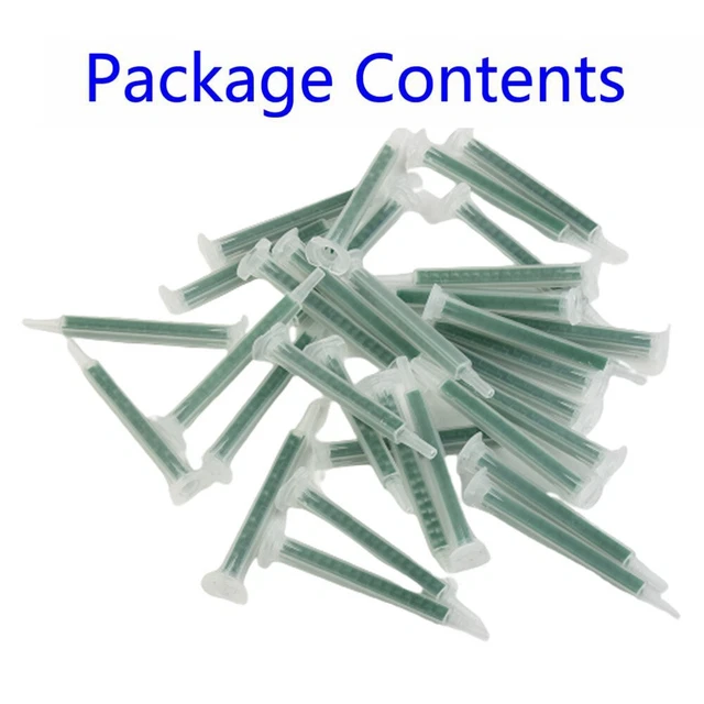 50pcs F6-16 Green AB Glue Mixing Tube Static Mouth Section 16 Nozzles Tool Kit