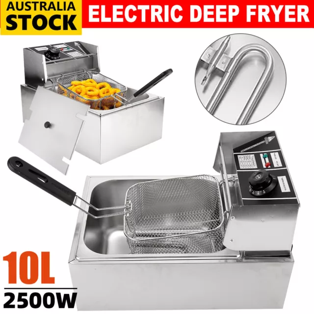 10L Commercial Electric Deep Fryer Basket Chip Cook Tool kitchen Stainless Steel