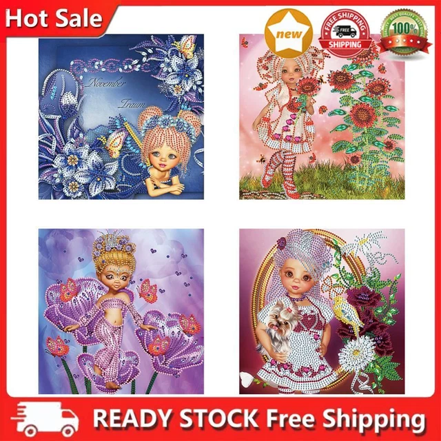 5D DIY Partial Drill Sepcial Shape Cartoon Girl Rhinestone Diamond Drawing Kit