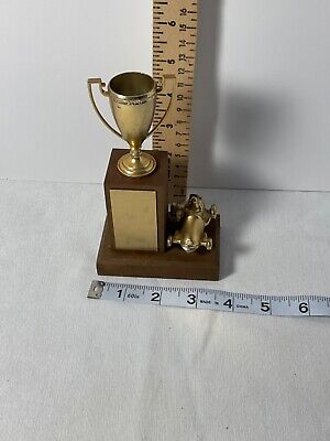 Race car trophy with cup and car wood base Vintage