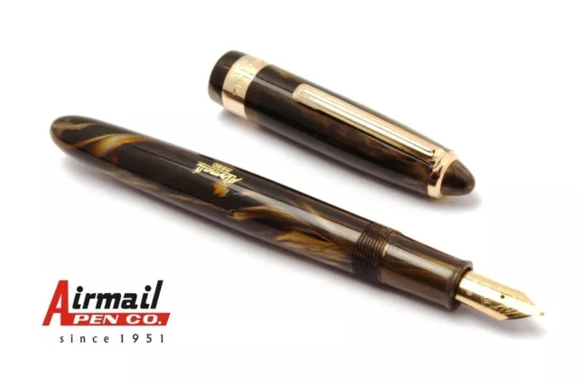 Airmail 69LG Acrylic Fountain Pen Buy 1 Get 1 Free Golden Trims Chocolate Brown