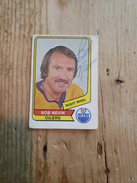 1976-77 O-Pee-Chee (OPC) WHA #73 - BOB NEVIN * Signed / Autographed *