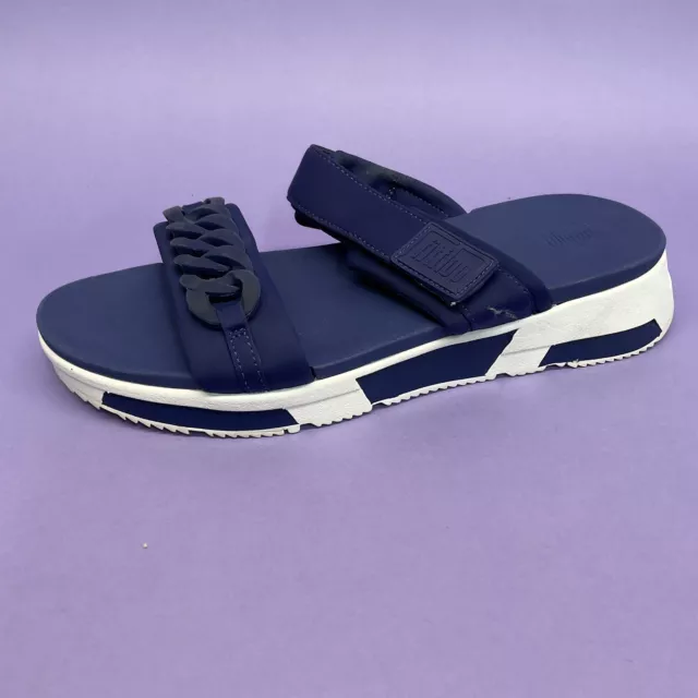 Fitflop Womens Heda Chain Slide Sandal Shoes blue, size 8