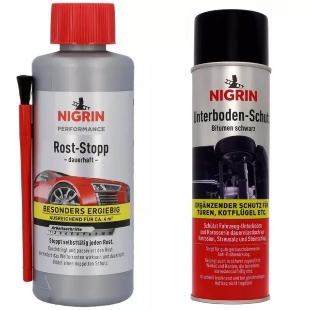 Nigrin Rost-Stopp dauerhaft 200ml 74049  + Unterboden Schutz Spray 500ml 74034
