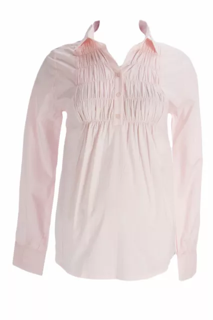 OLIAN Maternity Women's Blush Smocked Front Button Down Blouse XS $110 NWT