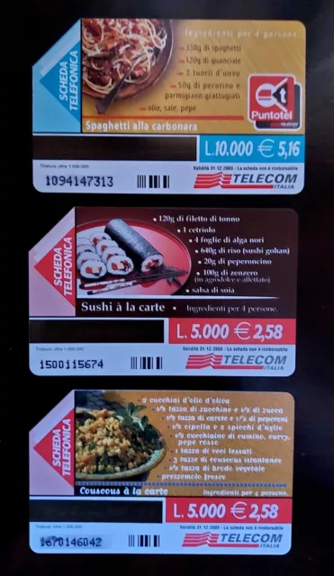 Schede Telefoniche Telecom Sushi Spaghetti Carbonara Couscous Ricette Lotto 2