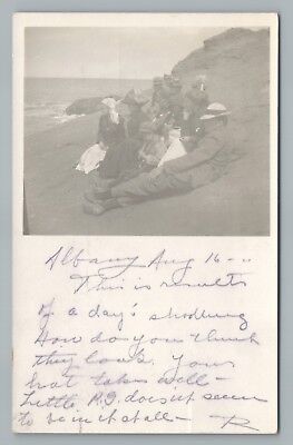 “A Day's Shoodling” Albany Oregon RPPC Coastal Outing Friends—Antique Photo 1911