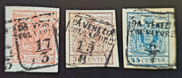 Lombardei und Venetien 1850, DA VENEZIA COL VAPORE Mi 3-5