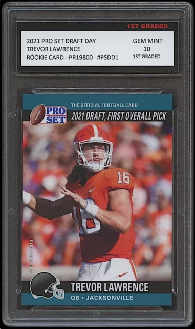 Trevor Lawrence 2021 Pro Set Draft Day (Leaf) 1st Graded 10 Rookie Card Jaguars