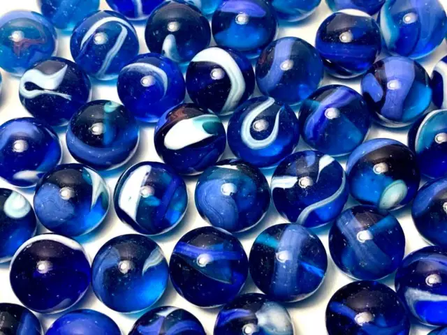 15mm Blue Jay Glass Player Marbles (9/16th") Bulk Pk Choice of 50, 100, 500 Blue