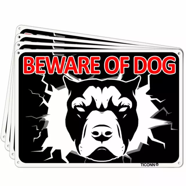 4 Pack Beware of Dog Sign for Home Business Indoor/Outdoor Aluminum Rust Free