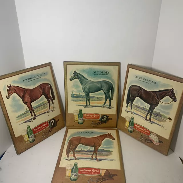 (4)Vintage Rolling Rock Kentucky Derby Winner Plaques. Latrobe, PA