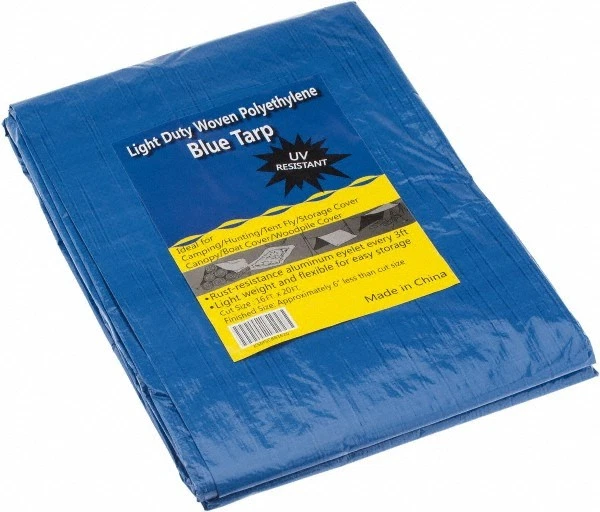Light Duty 3.4 oz Blue 20' x 16' Polyethylene Tarp, UV Resistant with Grommets