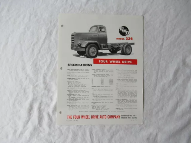 FWD model 326 4WD truck trucks specification sheet brochure