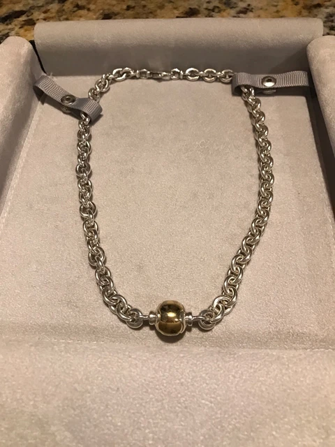 16" Movado 18k gold & sterling silver chain necklace Beautiful! (KC) 16" Movado 18k gold & sterling silver chain necklace Beautiful! (KC)
