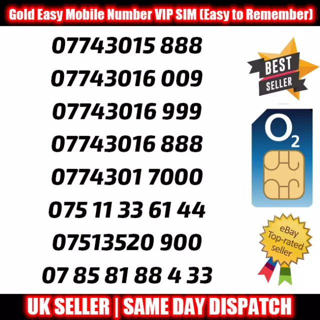 Gold Easy Mobile Number SIM VIP UK - LOTTO numeri facili da ricordare