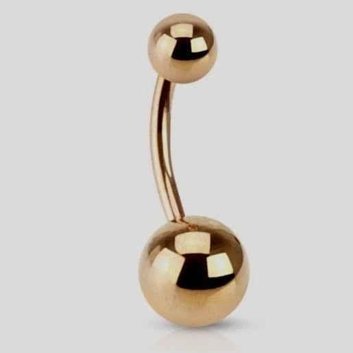 Rose Gold-Tone Ip Steel Ball Belly Navel Ring Button Piercing Jewelry 3 Sz B721