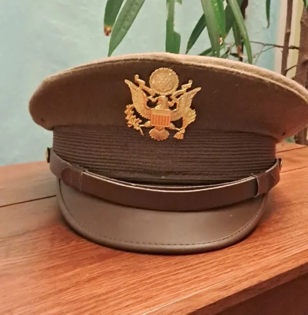 Gr.XL (61/62) US ARMY WW2 Officer Crusher cap VISOR CAP HAT Schirmmütze Offizier