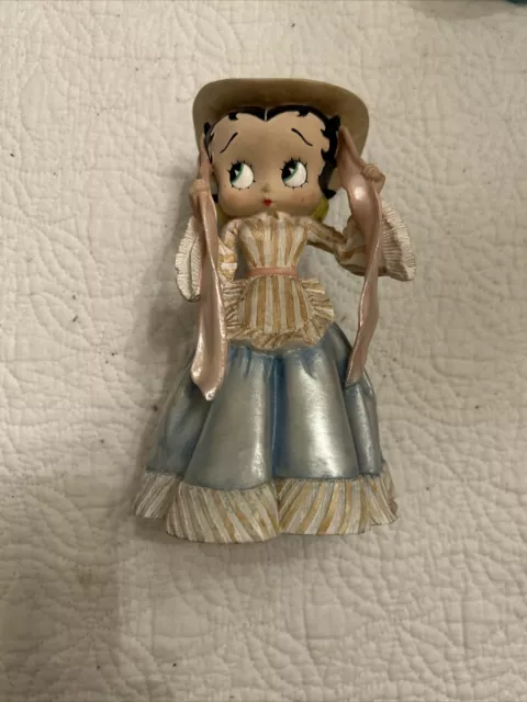 Betty Boop figurine with Hat,  Flowing Dress Striped  Apron  7.5”