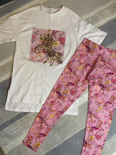 New Other:Next Girls Sequin Unicorn T-shirt/leggings Set Size Age 11-12 years