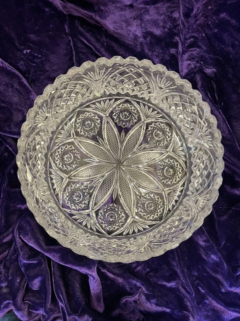 Vintage ABP American Brilliant Period Cut Crystal Bowl 8" x 4" Heavy