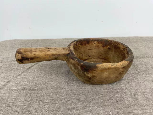 ANTIQUE WOODEN MORTAR Hand Carved Wood Grain Pounder Scoop Bowl Primitive  Rustic £49.78 - PicClick UK