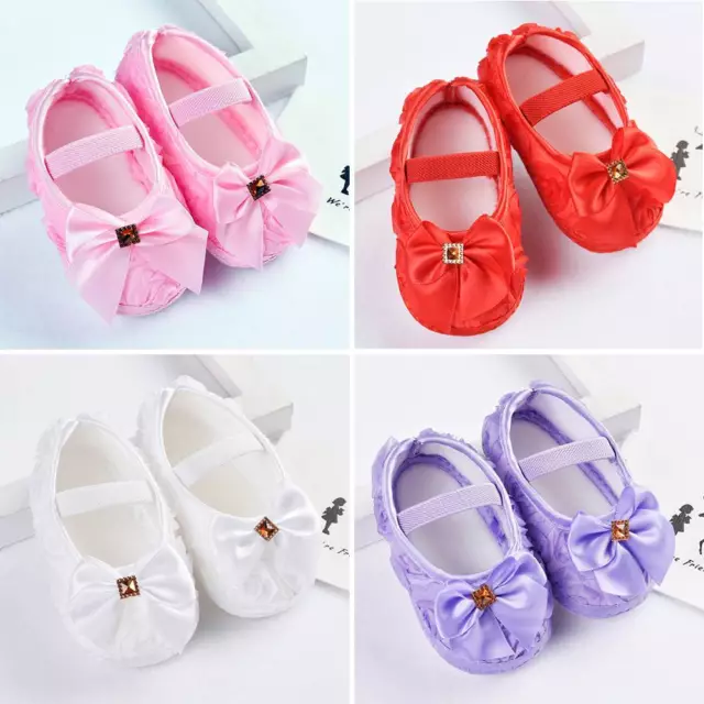 Toddler Baby Girl Bowknot Crib Shoes Newborn Soft Sole Anti-slip Prewalker 0-18M