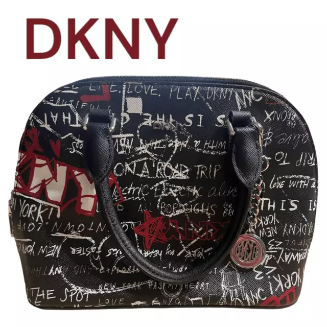 New DKNY BRYANT PARK Black Dome Leather Satchel Bag.$350.00.100