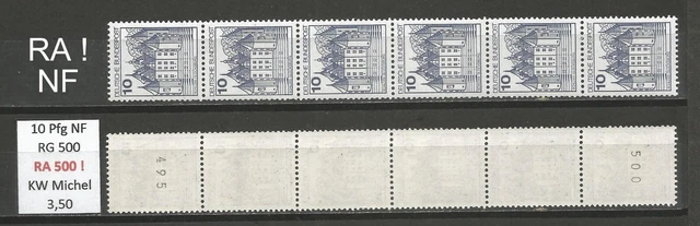 RM Burgen und Schlösser 10 Pfg Rollenanfang 500 Neue FL postfrisch