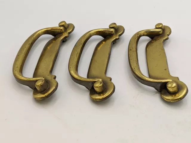 Lot de 3 boutons de quincaillerie tiroir poignée tiroirs en laiton vintage 3