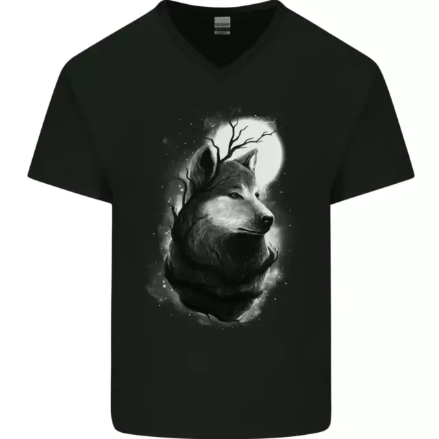 Luna Piena Lupo Werewolves Wolves Uomo Scollo A V Cotone T-Shirt