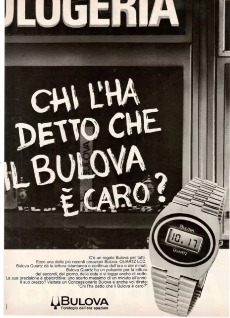 Armbanduhr Bulova Quartz LCD Werbung 1 Seite 1976 Original